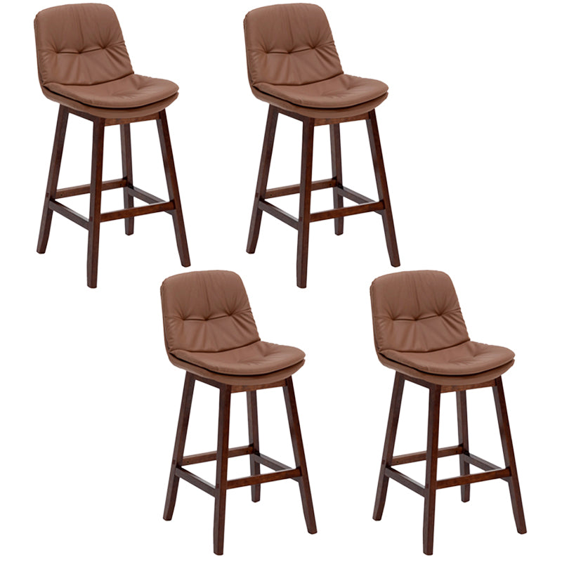Pignes en bois massif contemporain tabourets de comptoir en faux cuir avec repose-pieds