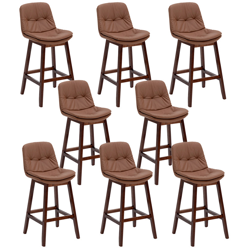 Pignes en bois massif contemporain tabourets de comptoir en faux cuir avec repose-pieds