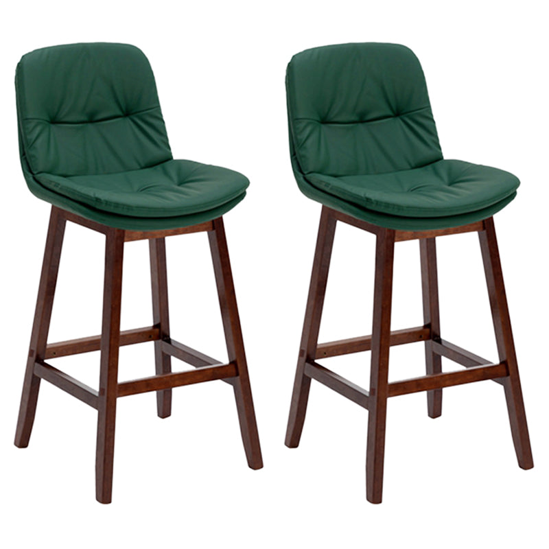 Pignes en bois massif contemporain tabourets de comptoir en faux cuir avec repose-pieds