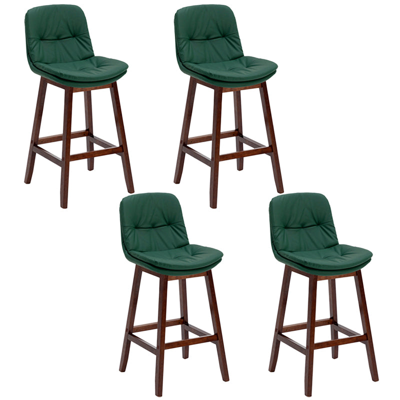 Pignes en bois massif contemporain tabourets de comptoir en faux cuir avec repose-pieds