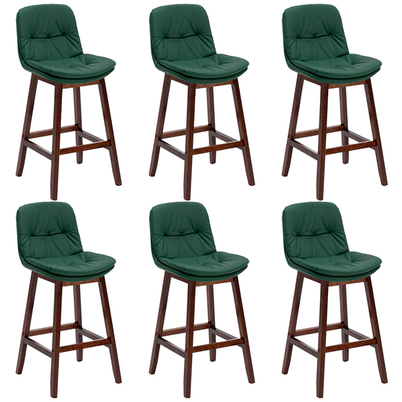 Pignes en bois massif contemporain tabourets de comptoir en faux cuir avec repose-pieds