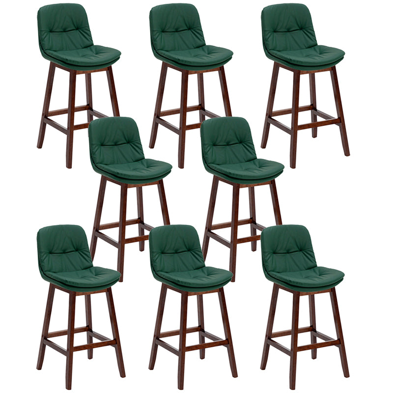 Pignes en bois massif contemporain tabourets de comptoir en faux cuir avec repose-pieds