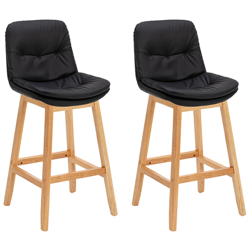 Pignes en bois massif contemporain tabourets de comptoir en faux cuir avec repose-pieds