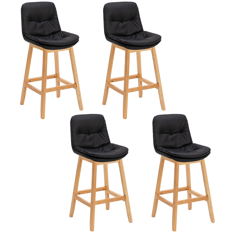 Pignes en bois massif contemporain tabourets de comptoir en faux cuir avec repose-pieds