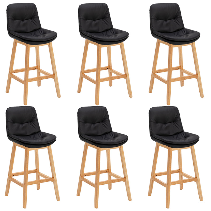 Pignes en bois massif contemporain tabourets de comptoir en faux cuir avec repose-pieds