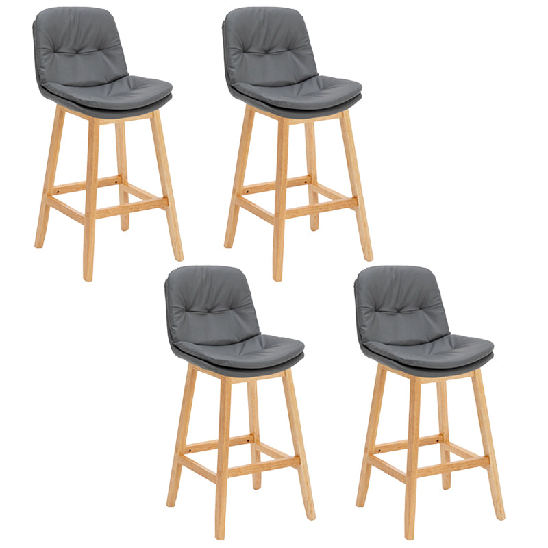 Pignes en bois massif contemporain tabourets de comptoir en faux cuir avec repose-pieds