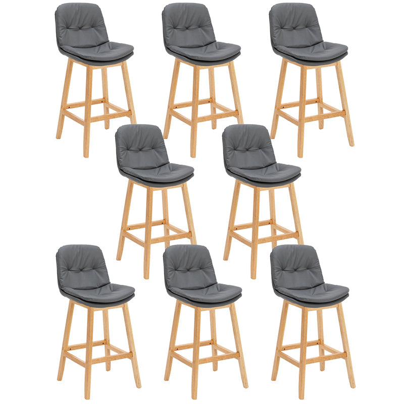 Pignes en bois massif contemporain tabourets de comptoir en faux cuir avec repose-pieds
