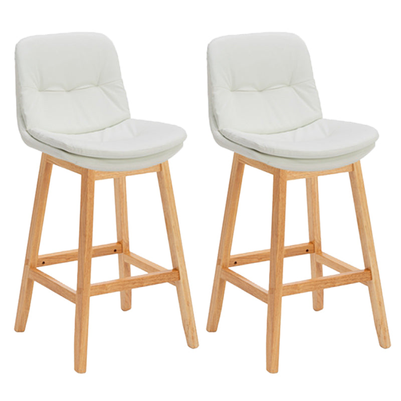 Pignes en bois massif contemporain tabourets de comptoir en faux cuir avec repose-pieds