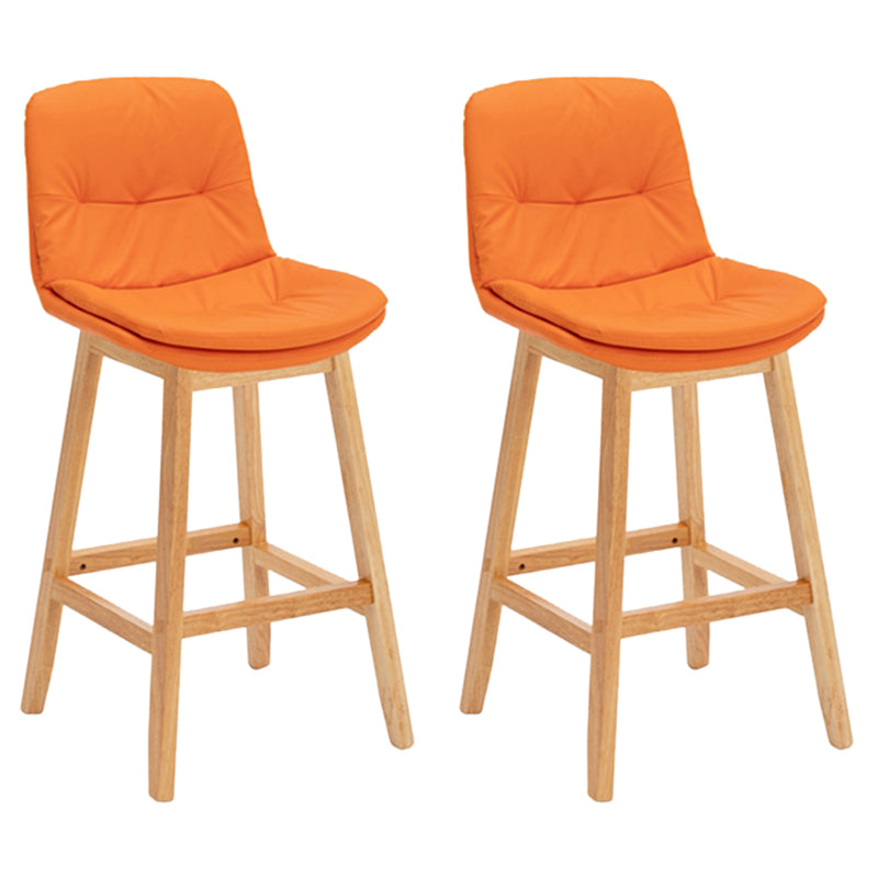 Pignes en bois massif contemporain tabourets de comptoir en faux cuir avec repose-pieds