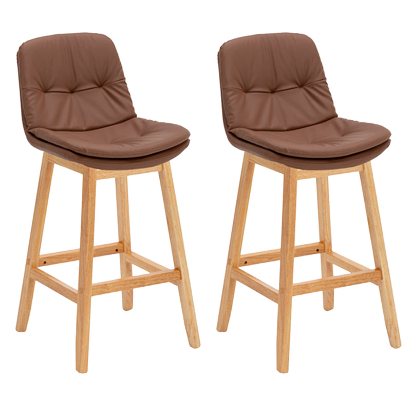 Pignes en bois massif contemporain tabourets de comptoir en faux cuir avec repose-pieds