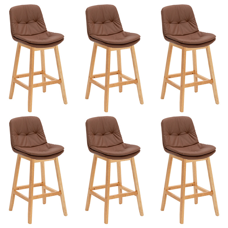 Pignes en bois massif contemporain tabourets de comptoir en faux cuir avec repose-pieds
