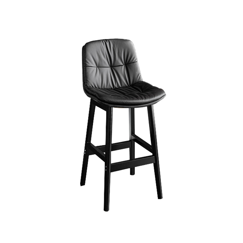 Modern Solid Wood Legs Faux Leather Bar Stools with Footrest Black Black 1 Piece Clearhalo 'Bar Furniture' 'Bar Stools' 'bar_stools' 'furn' 'furn_bar_stools' 'Furniture' 'Kitchen & Dining Furniture' 7734108