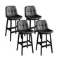 Modern Solid Wood Legs Faux Leather Bar Stools with Footrest