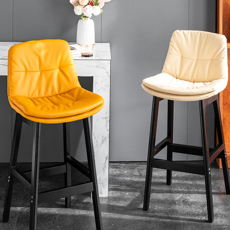 Modern Solid Wood Legs Faux Leather Bar Stools with Footrest Clearhalo 'Bar Furniture' 'Bar Stools' 'bar_stools' 'furn' 'furn_bar_stools' 'Furniture' 'Kitchen & Dining Furniture' 7734113