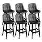 Modern Solid Wood Legs Faux Leather Bar Stools with Footrest