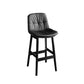 Modern Solid Wood Legs Faux Leather Bar Stools with Footrest