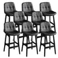 Modern Solid Wood Legs Faux Leather Bar Stools with Footrest