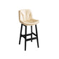 Modern Solid Wood Legs Faux Leather Bar Stools with Footrest