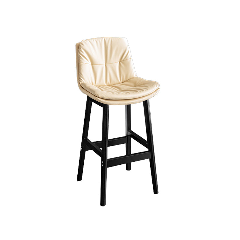 Modern Solid Wood Legs Faux Leather Bar Stools with Footrest