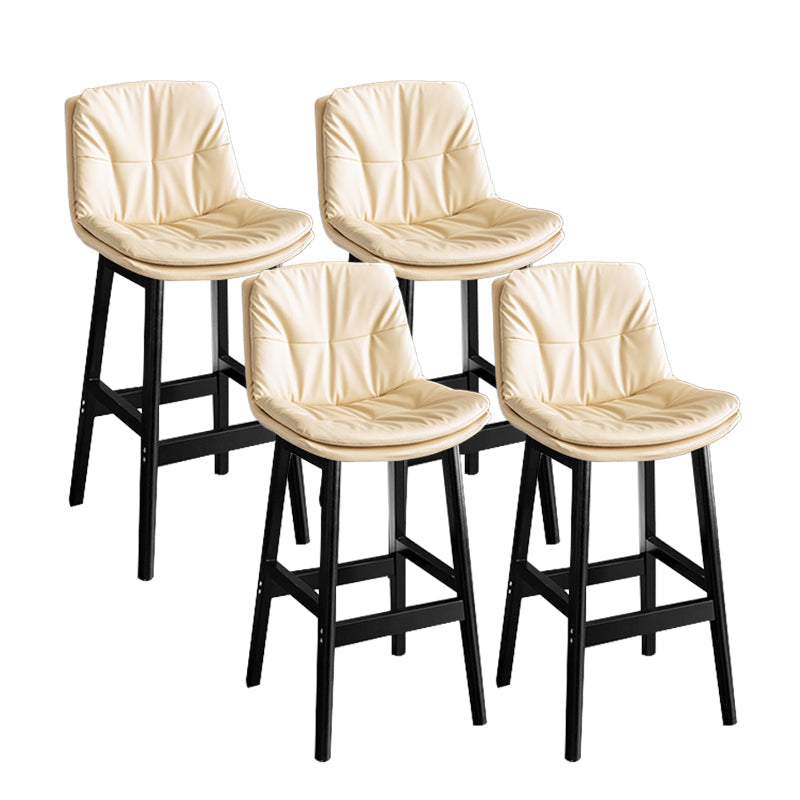 Modern Solid Wood Legs Faux Leather Bar Stools with Footrest Black Beige 4 Piece Set Clearhalo 'Bar Furniture' 'Bar Stools' 'bar_stools' 'furn' 'furn_bar_stools' 'Furniture' 'Kitchen & Dining Furniture' 7734122