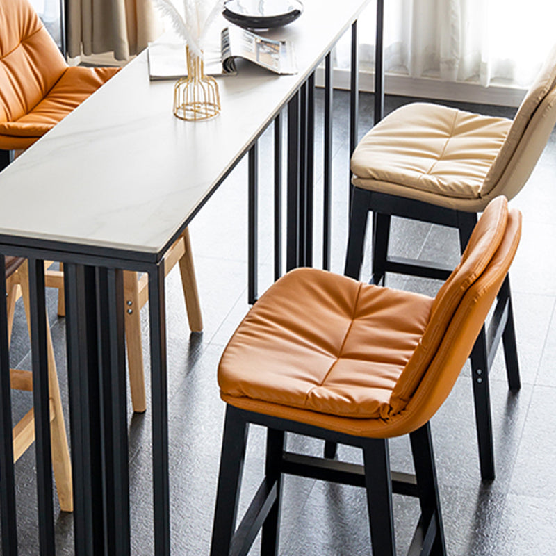 Modern Solid Wood Legs Faux Leather Bar Stools with Footrest Clearhalo 'Bar Furniture' 'Bar Stools' 'bar_stools' 'furn' 'furn_bar_stools' 'Furniture' 'Kitchen & Dining Furniture' 7734125