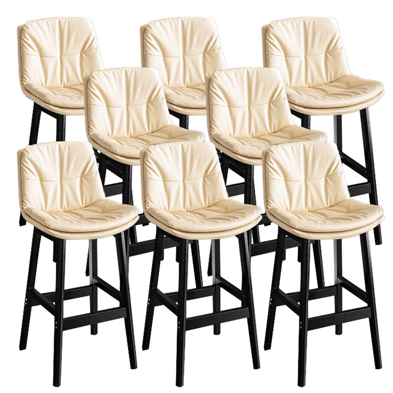 Modern Solid Wood Legs Faux Leather Bar Stools with Footrest Black Beige 8 Piece Set Clearhalo 'Bar Furniture' 'Bar Stools' 'bar_stools' 'furn' 'furn_bar_stools' 'Furniture' 'Kitchen & Dining Furniture' 7734126