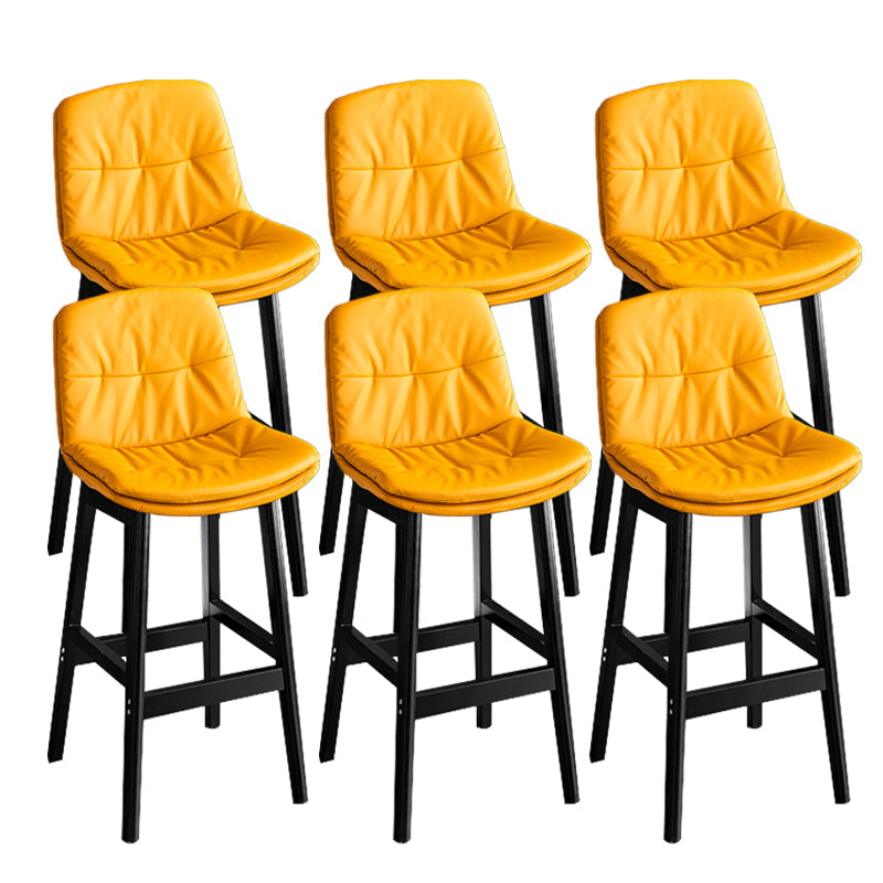 Modern Solid Wood Legs Faux Leather Bar Stools with Footrest Black Orange 6 Piece Set Clearhalo 'Bar Furniture' 'Bar Stools' 'bar_stools' 'furn' 'furn_bar_stools' 'Furniture' 'Kitchen & Dining Furniture' 7734130