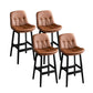 Modern Solid Wood Legs Faux Leather Bar Stools with Footrest