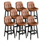Modern Solid Wood Legs Faux Leather Bar Stools with Footrest