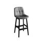 Modern Solid Wood Legs Faux Leather Bar Stools with Footrest