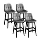 Modern Solid Wood Legs Faux Leather Bar Stools with Footrest