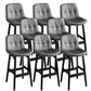 Modern Solid Wood Legs Faux Leather Bar Stools with Footrest