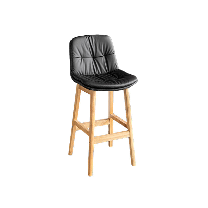 Modern Solid Wood Legs Faux Leather Bar Stools with Footrest
