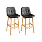 Modern Solid Wood Legs Faux Leather Bar Stools with Footrest