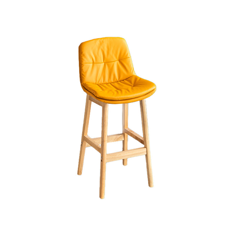 Modern Solid Wood Legs Faux Leather Bar Stools with Footrest Natural Orange 1 Piece Clearhalo 'Bar Furniture' 'Bar Stools' 'bar_stools' 'furn' 'furn_bar_stools' 'Furniture' 'Kitchen & Dining Furniture' 7734147