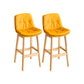 Modern Solid Wood Legs Faux Leather Bar Stools with Footrest