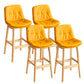 Modern Solid Wood Legs Faux Leather Bar Stools with Footrest