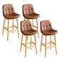 Modern Solid Wood Legs Faux Leather Bar Stools with Footrest