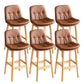 Modern Solid Wood Legs Faux Leather Bar Stools with Footrest