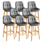 Modern Solid Wood Legs Faux Leather Bar Stools with Footrest