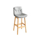Modern Solid Wood Legs Faux Leather Bar Stools with Footrest