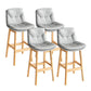 Modern Solid Wood Legs Faux Leather Bar Stools with Footrest