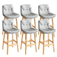 Modern Solid Wood Legs Faux Leather Bar Stools with Footrest
