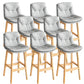 Modern Solid Wood Legs Faux Leather Bar Stools with Footrest