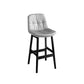Modern Solid Wood Legs Faux Leather Bar Stools with Footrest