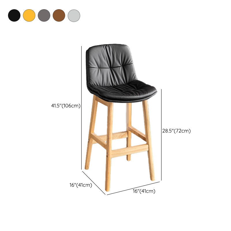 Modern Solid Wood Legs Faux Leather Bar Stools with Footrest Clearhalo 'Bar Furniture' 'Bar Stools' 'bar_stools' 'furn' 'furn_bar_stools' 'Furniture' 'Kitchen & Dining Furniture' 7734172