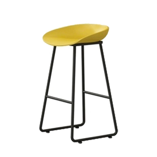 Contemporary Indoor Metal Legs Low Back Bucket Seat Bar Stool Yellow 1 Piece Counter Stool(26"H)