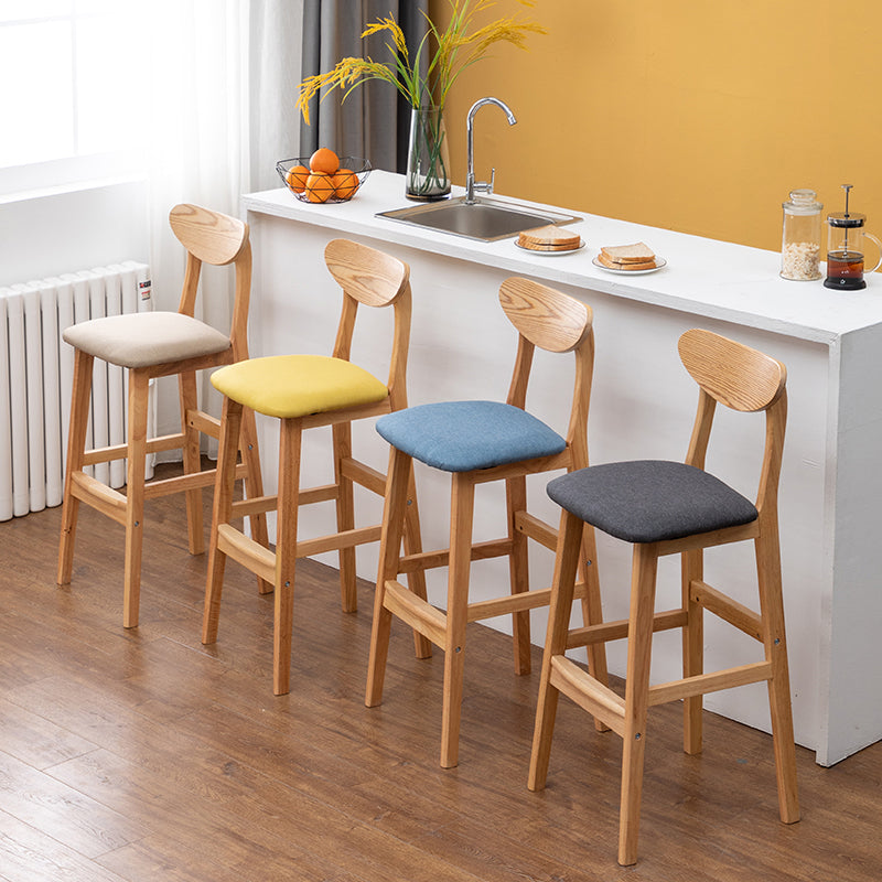 Modern Rubberwood Indoor Bar Stools Natural Finish with Backrest Clearhalo 'Bar Furniture' 'Bar Stools' 'bar_stools' 'furn' 'furn_bar_stools' 'Furniture' 'Kitchen & Dining Furniture' 7734241