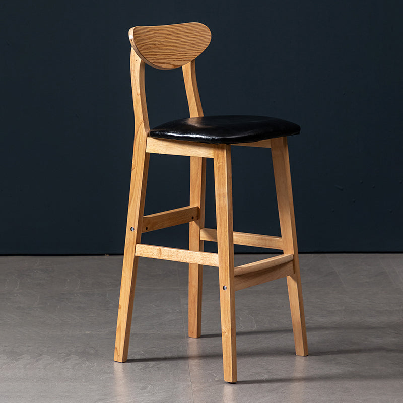 Modern Rubberwood Indoor Bar Stools Natural Finish with Backrest Black 1 Piece Clearhalo 'Bar Furniture' 'Bar Stools' 'bar_stools' 'furn' 'furn_bar_stools' 'Furniture' 'Kitchen & Dining Furniture' 7734242