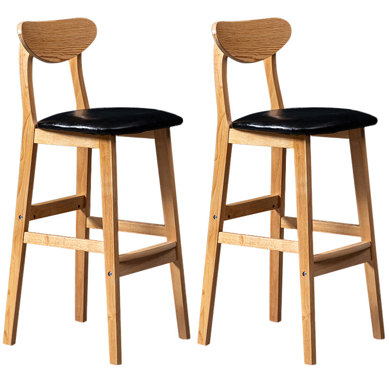 Modern Rubberwood Indoor Bar Stools Natural Finish with Backrest Black 2 Piece Set Clearhalo 'Bar Furniture' 'Bar Stools' 'bar_stools' 'furn' 'furn_bar_stools' 'Furniture' 'Kitchen & Dining Furniture' 7734243